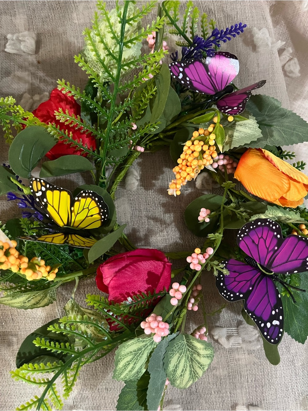 Mini Colorful Floral Butterfly Wreath